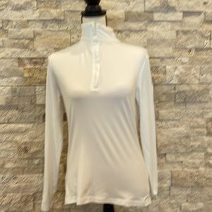 Small white long sleeved quarter zip golf shirt